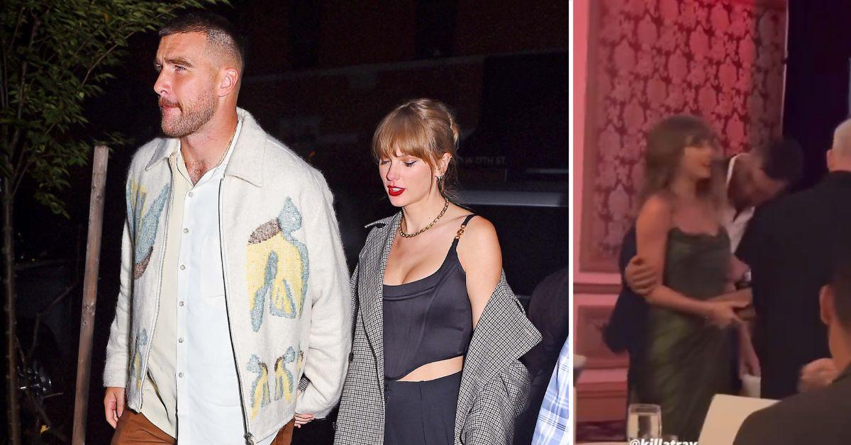 travis kelce repeatedly kisses taylor swifts shoulder watch
