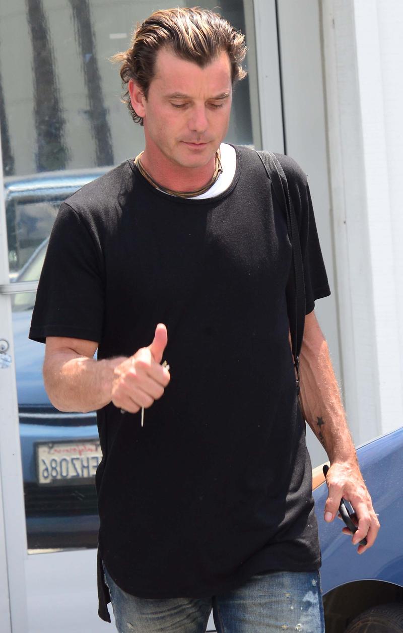 EXCLUSIVE: Gavin Rossdale seems to be enjoying the single life as he gives a thumbs up while out in Studio City, Ca