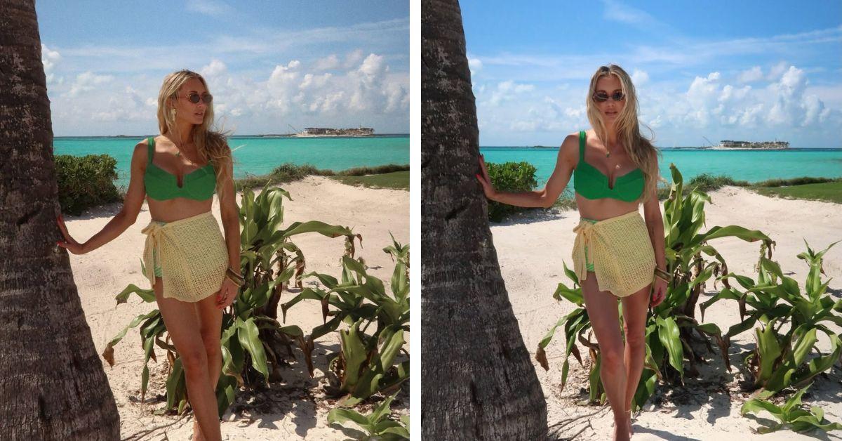 image of Brittany Aldean shared a vibrant green bikini look in a mirror selfie that highlighted her summer style.