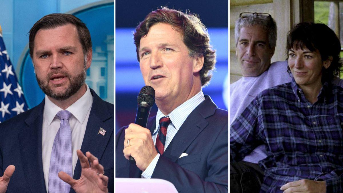 Photo of J.D. Vance, Tucker Carlson, Ghislaine Maxwell and Jeffrey Epstein