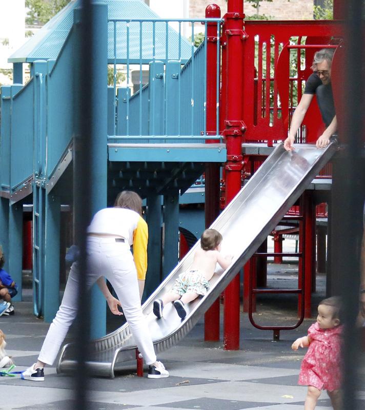 *EXCLUSIVE* Anne Hathaway and Adam Shulman take their son to the park in NYC