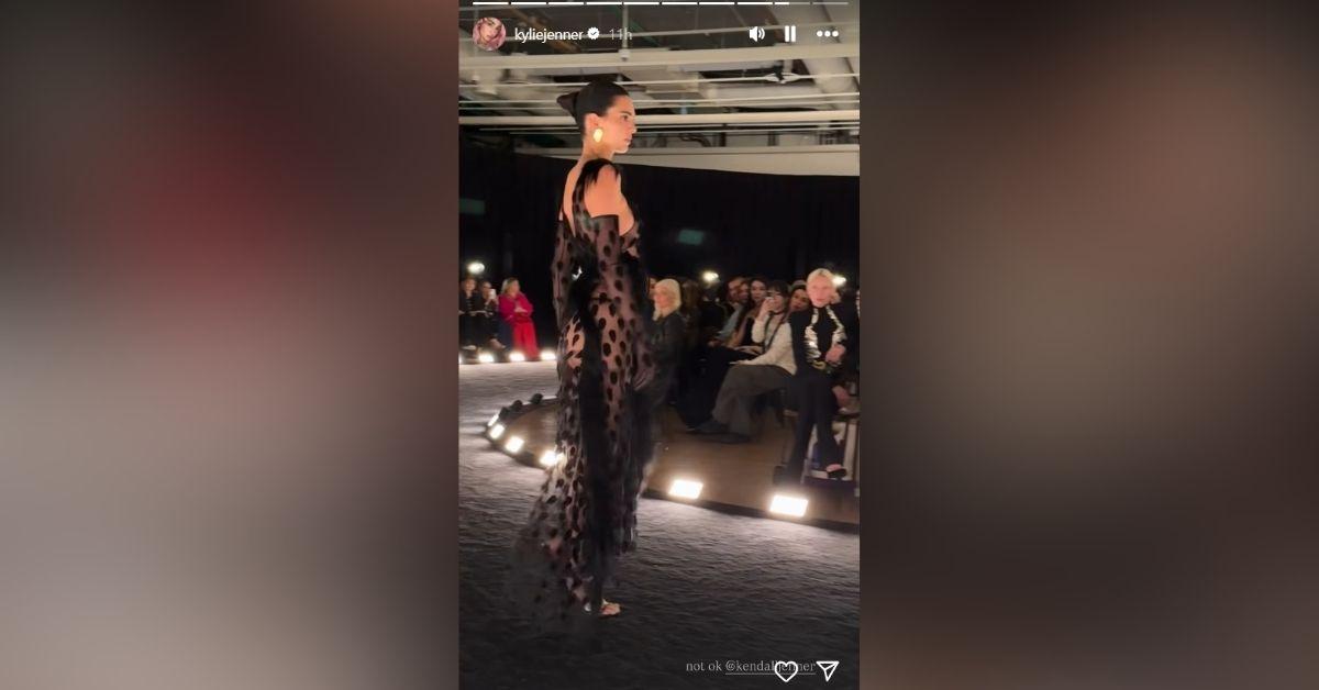 image of Kendall Jenner closed the Schiaparelli show in a sheer dress.