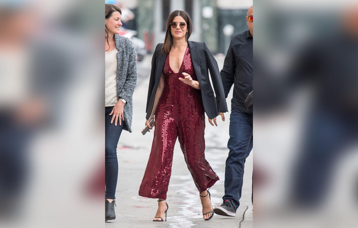 Sandra bullock red sequined jumpsuit 2