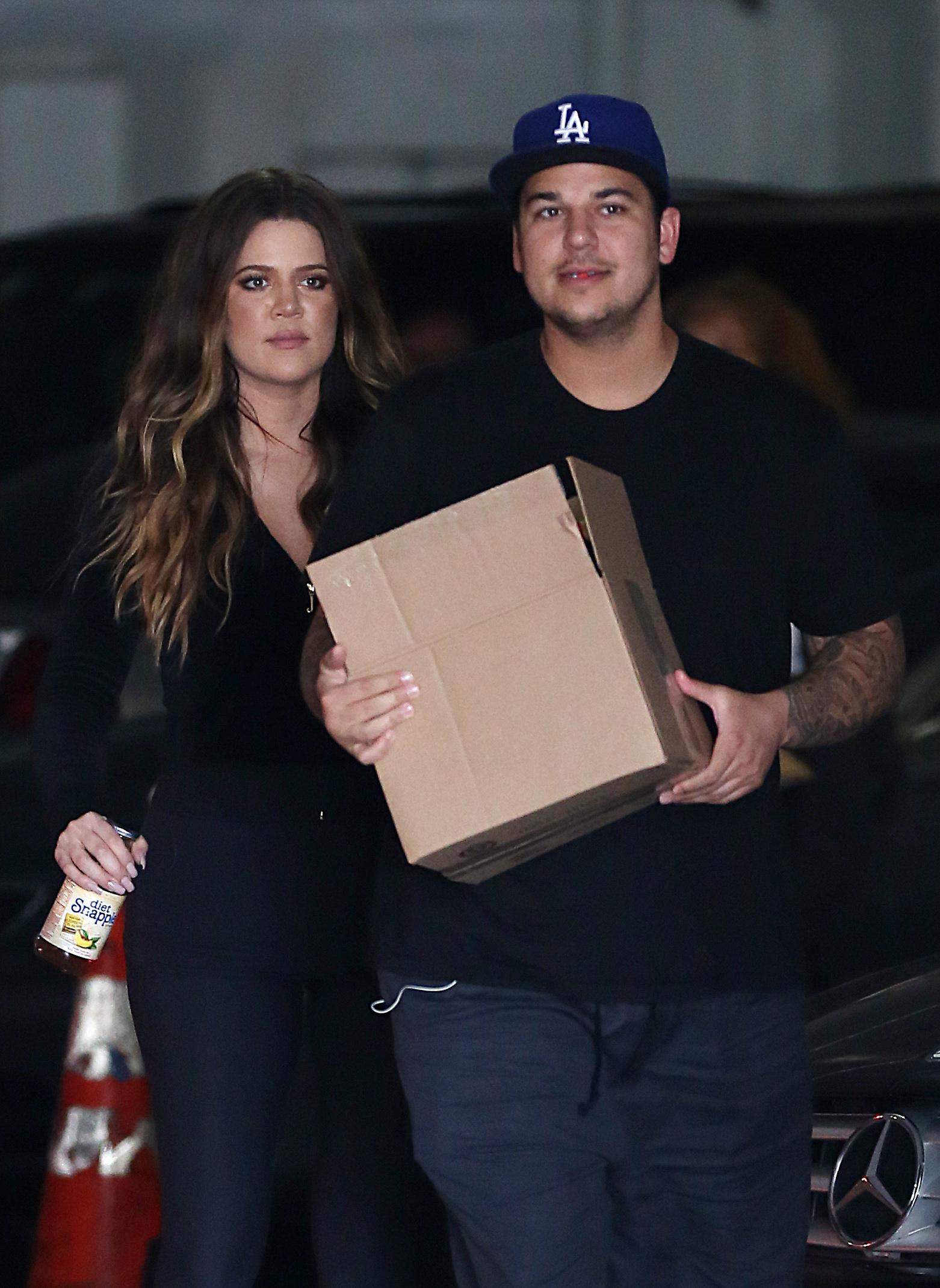 Rob Kardashian and Khloe Kardashian picking up Rob&#8217;s new sock collection in downtown Los Angeles