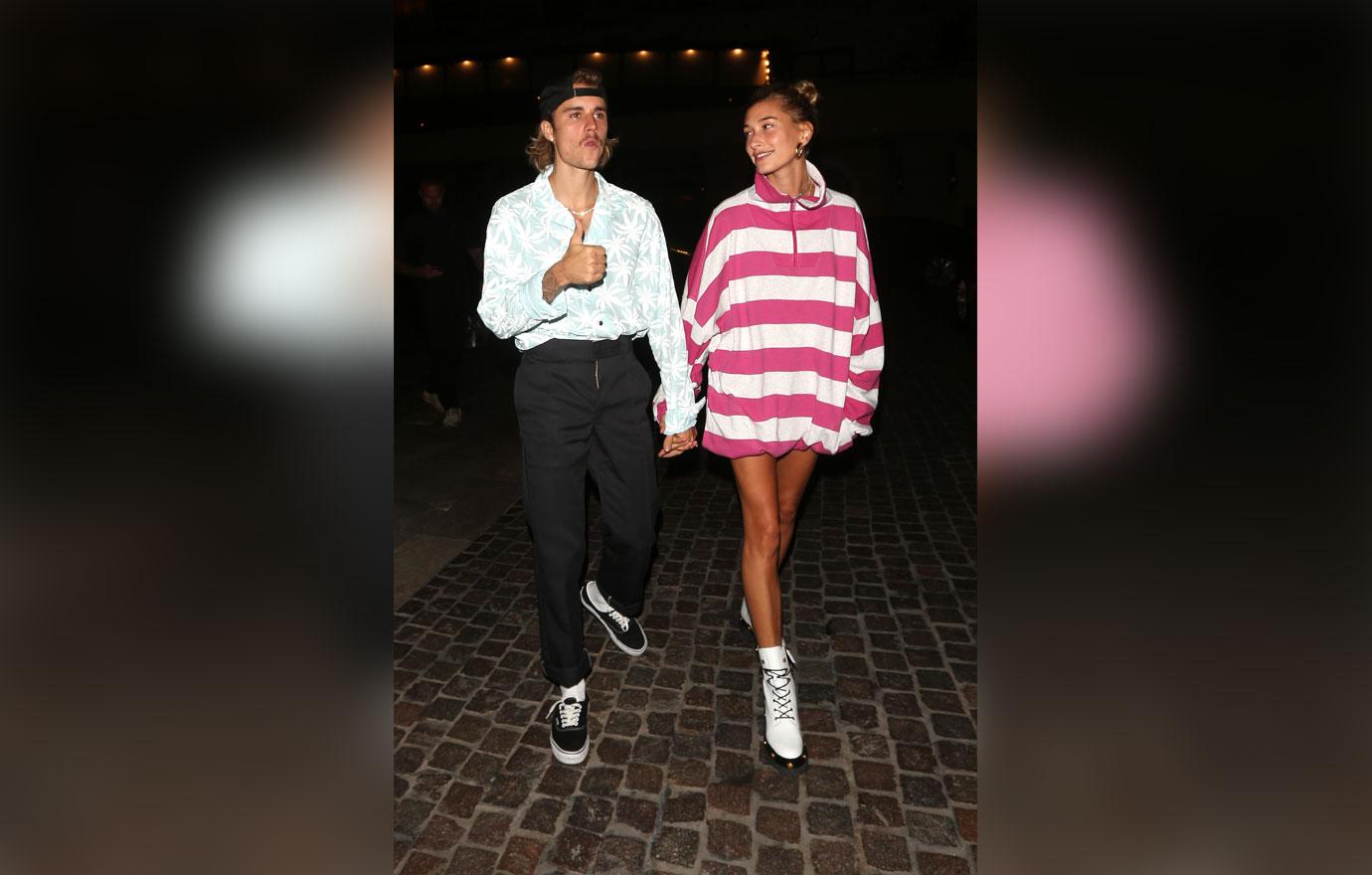 Justin Bieber and Hailey Baldwin walk hand in hand to Mastro&#8217;s Steakhouse for dinner