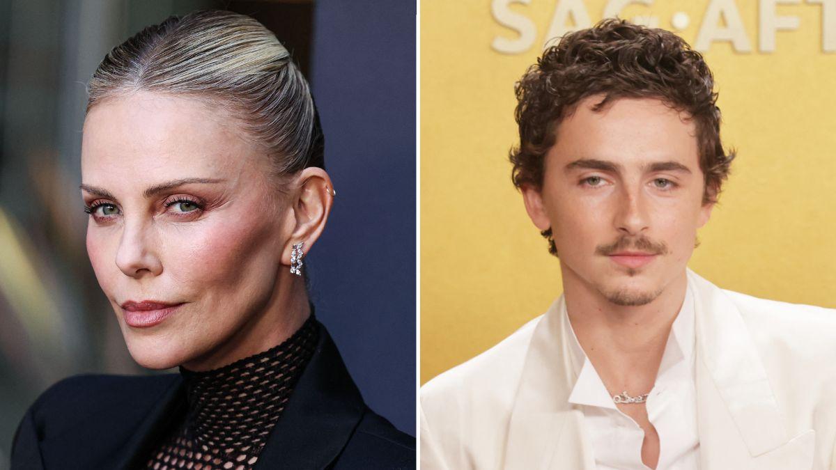 Photo of Charlize Theron and Timothée Chalamet.