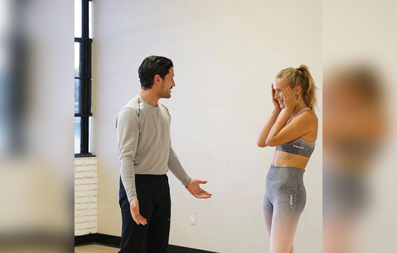 Sailor Brinkley-Cook wears a crop top and leggings while attending a dance  practice at DWTS