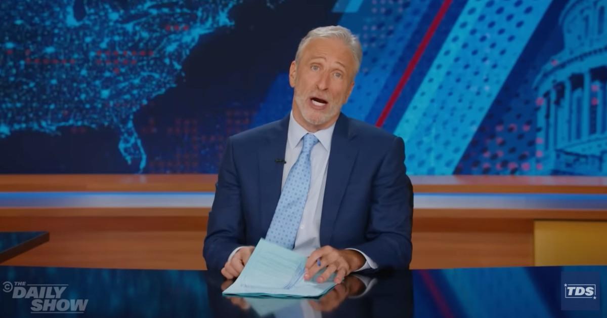 jon stewart threw up reading donald trump birthday card jeffrey epstein