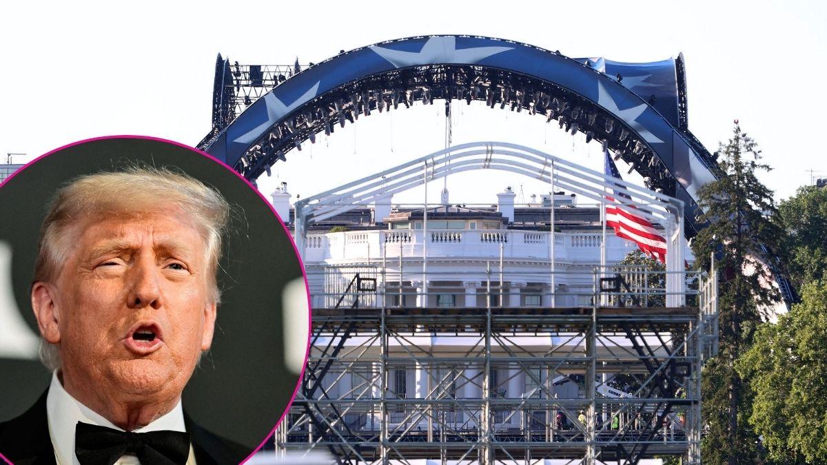 Composite photo of Donald Trump and the UFC arena at the White House.