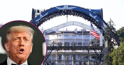 Composite photo of Donald Trump and the UFC arena at the White House.