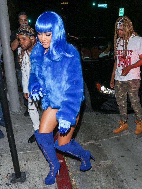 Karrueche Tran Flashes Her Butt In Almost Naked Lil Kim Costume At Los Angeles Halloween Party 5693