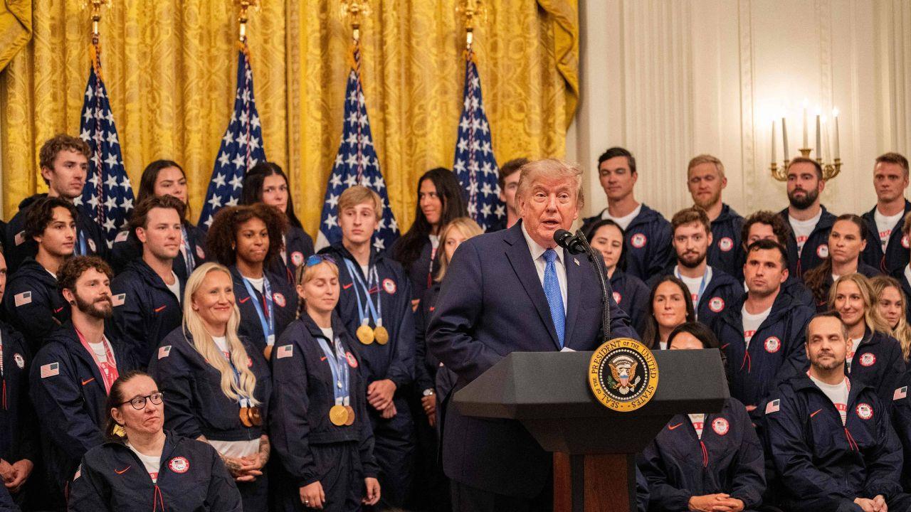 Photo of Donald Trump and Team USA's Winter Olympians and Paralympians.