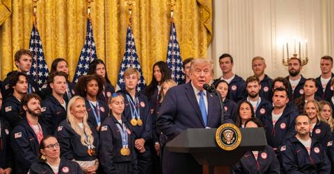 Photo of Donald Trump and Team USA's Winter Olympians and Paralympians.