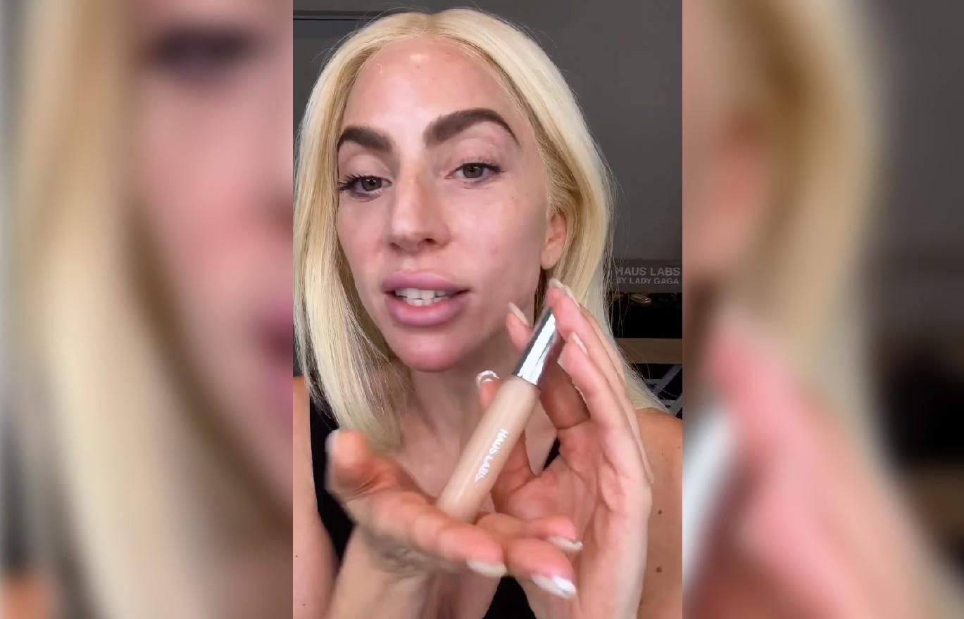 Lady Gaga looks incredible in a quirky makeup look as she models new  clothing collection with Cotton On for mental health campaign