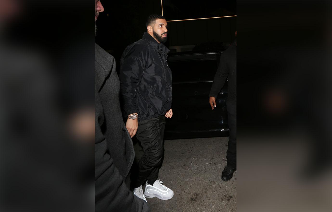 Rapper Drake is spotted arriving to the Nice Guy club to party after performing at the Staples Center earlier