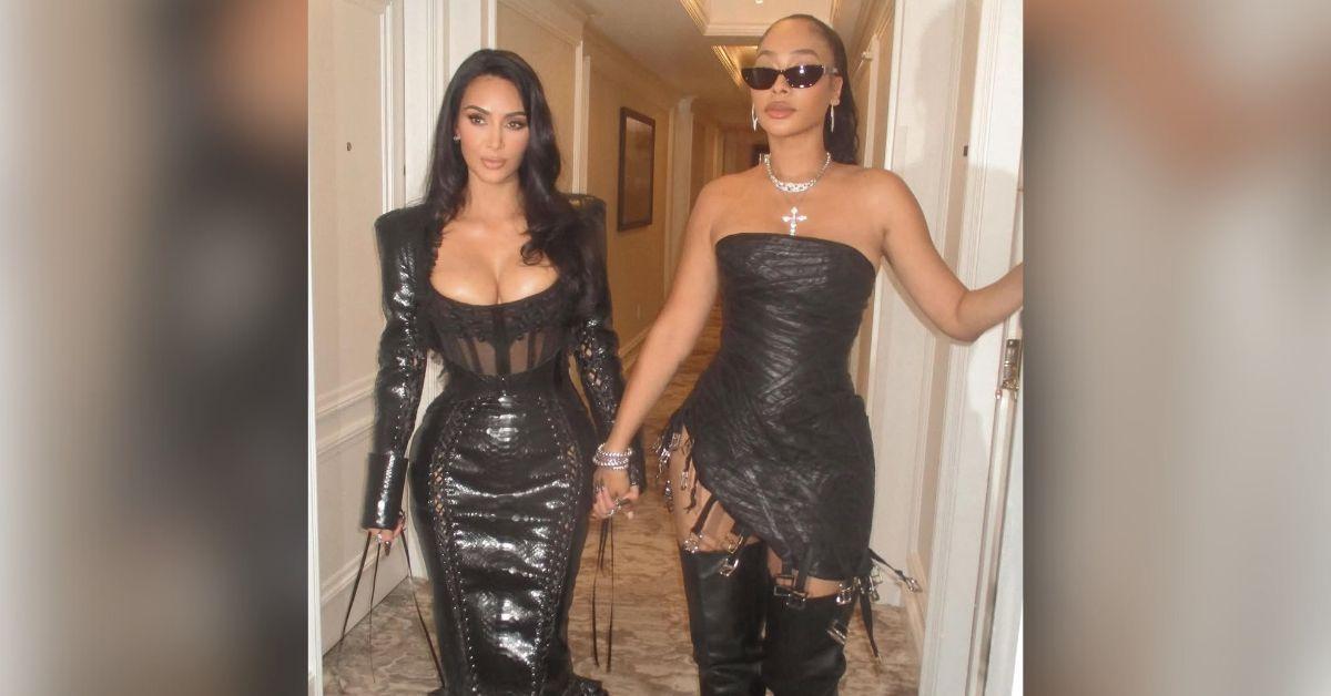 kim kardashian nearly spills out top la la anthony met gala after party photos