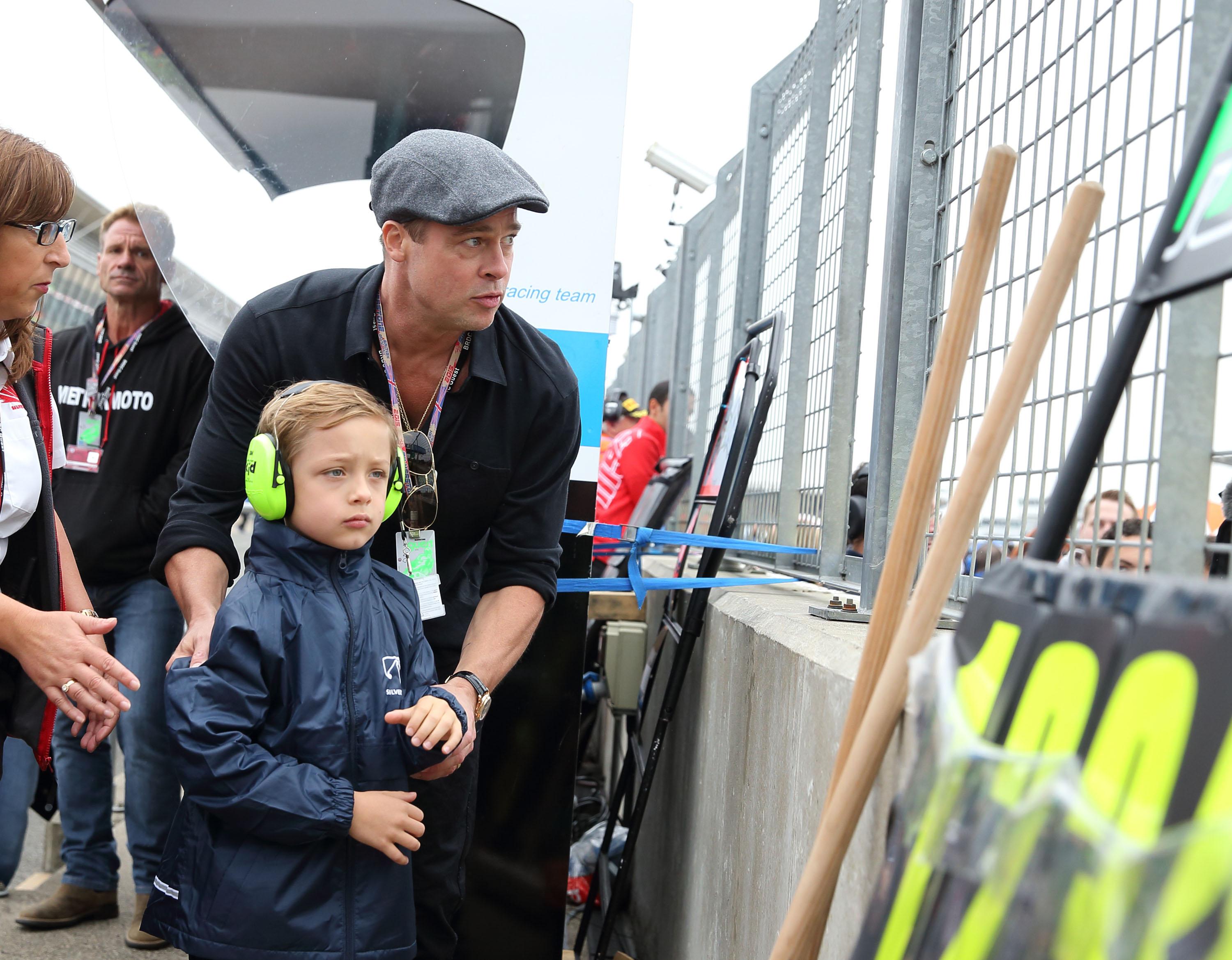 Brad Pitt Attends The MotoGP British Grand Prix Race At Silverstone Ahead Of The Release Of The Documentary &#8220;Hitting The Apex&#8221;