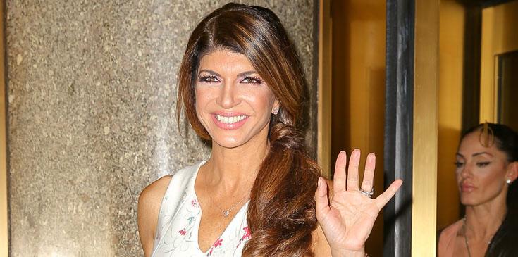 TV Personality Teresa Giudice spotted all smiling while leaving the NBC Studios in New York City