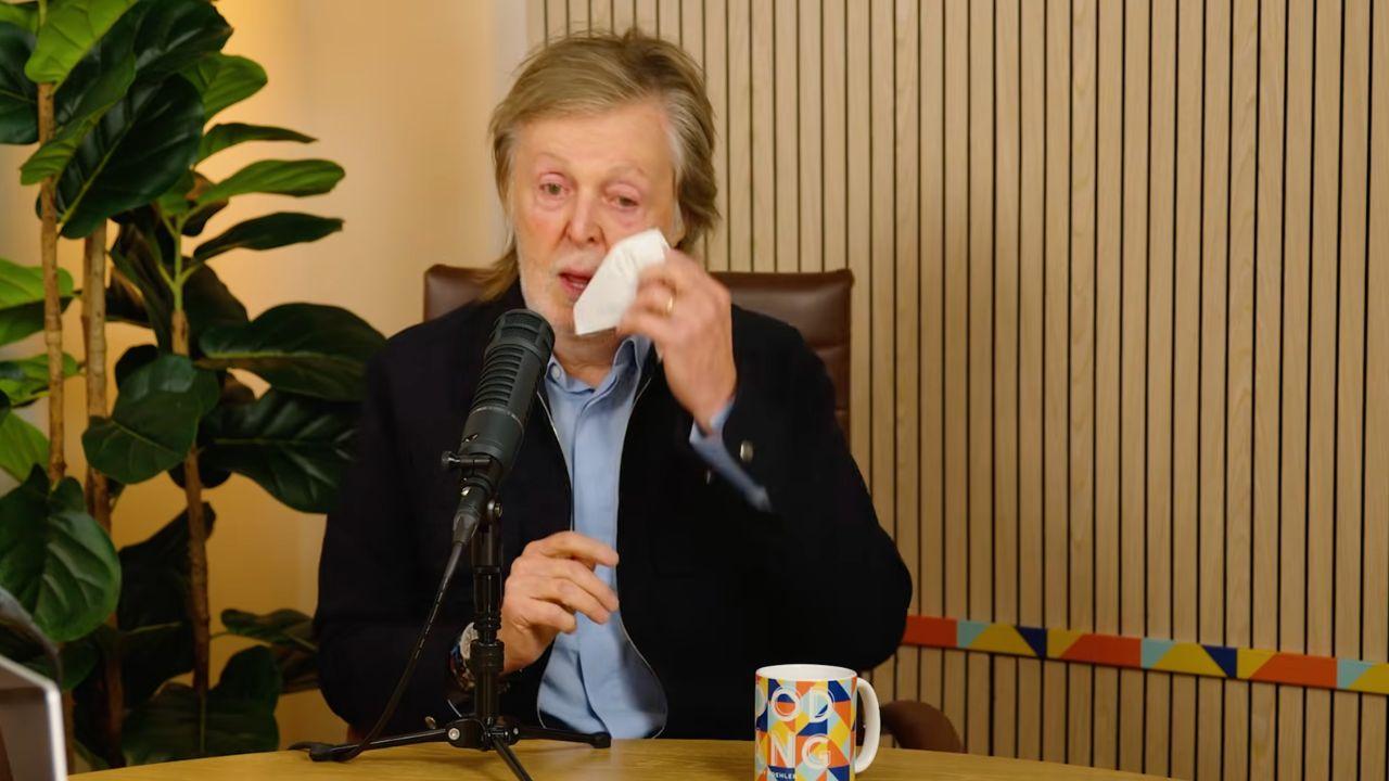image of Paul McCartney needed tissues during the interview.