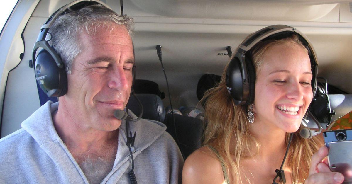 photo of Jeffrey Epstein on a plane with a young girl