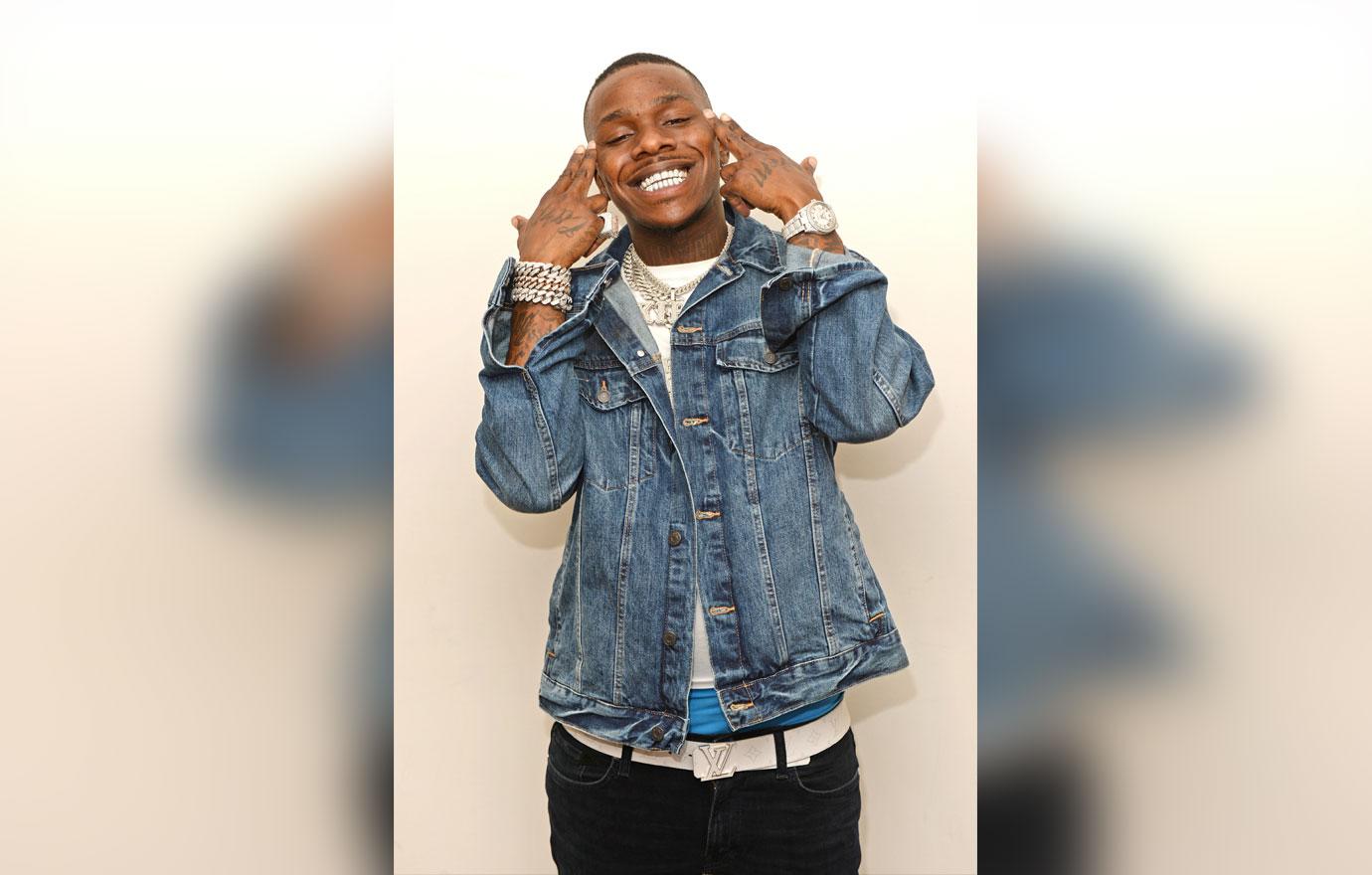 DaBaby Wearing Jeans Jackets And Showing Off Grills