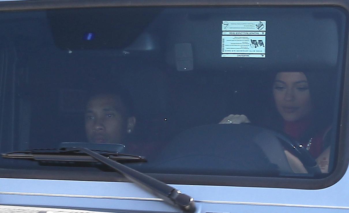 Kylie Jenner and boyfriend Tyga exit Staples Center after Kanye&#8217;s Bday Basketball game