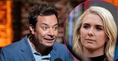 Composite photo of Jimmy Fallon and Natalie Harp.