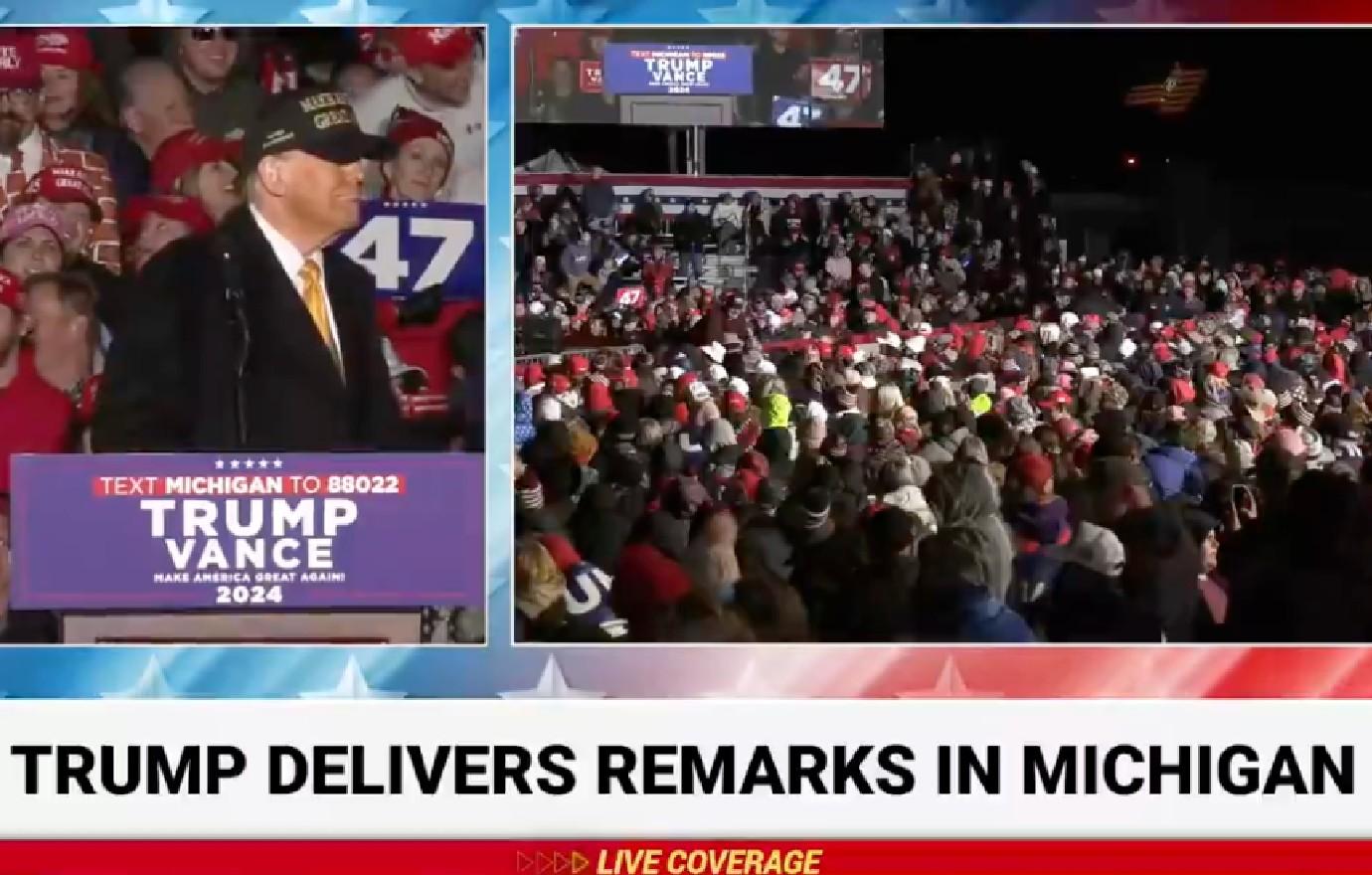 low energy donald trump arriving  hours michigan rally anyone there