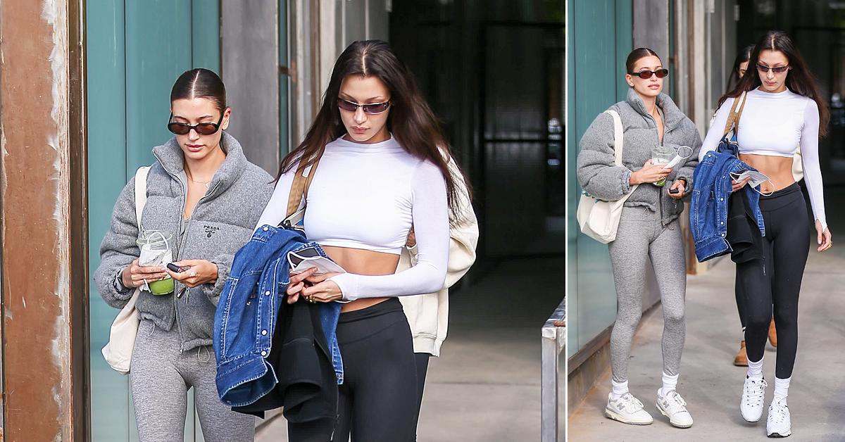 hailey bieber and bella hadid pilates class los angeles photos