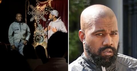 Photo of Kanye West and Deon Cole and a solo photo of West