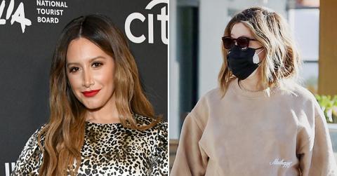 pregnant ashley tisdale keeps it safe grabbing lunch coffee pf