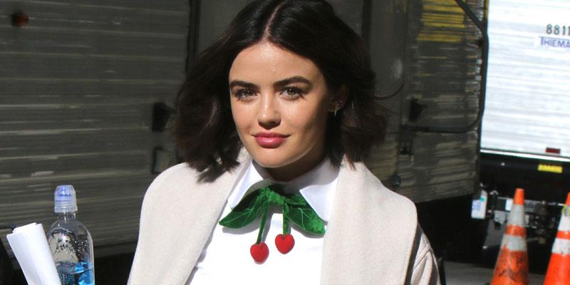 Lucy Hale shows off her toned figure in a tank top and green