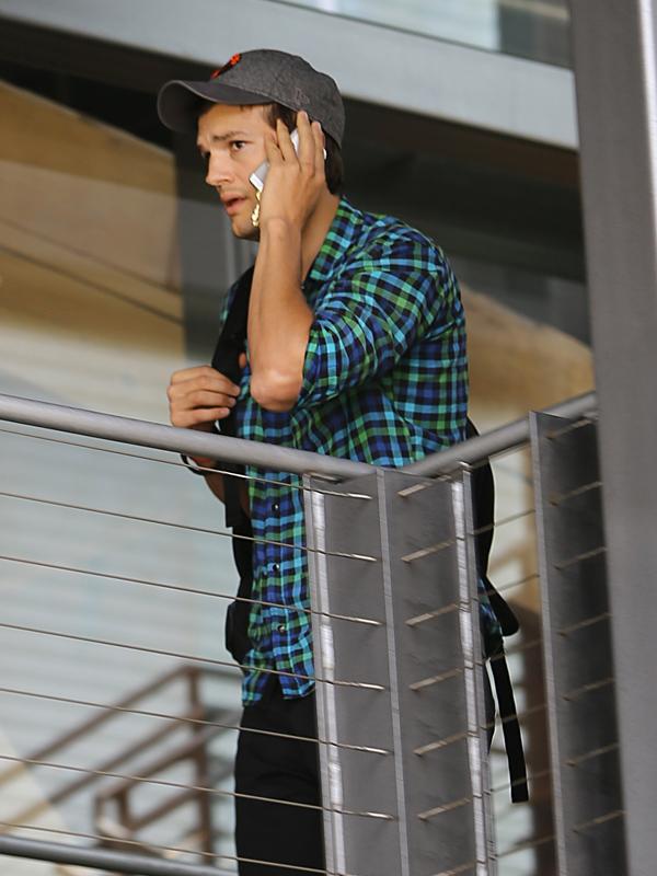 Ashton Kutcher was seen going to an office building in Beverly Hills, CA