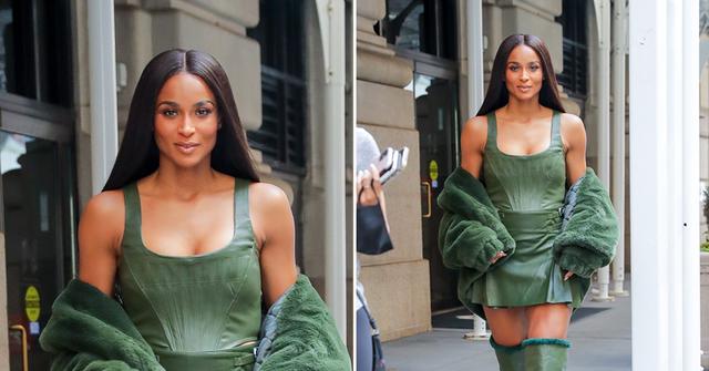 ciara wears all green leaving her nyc hotel