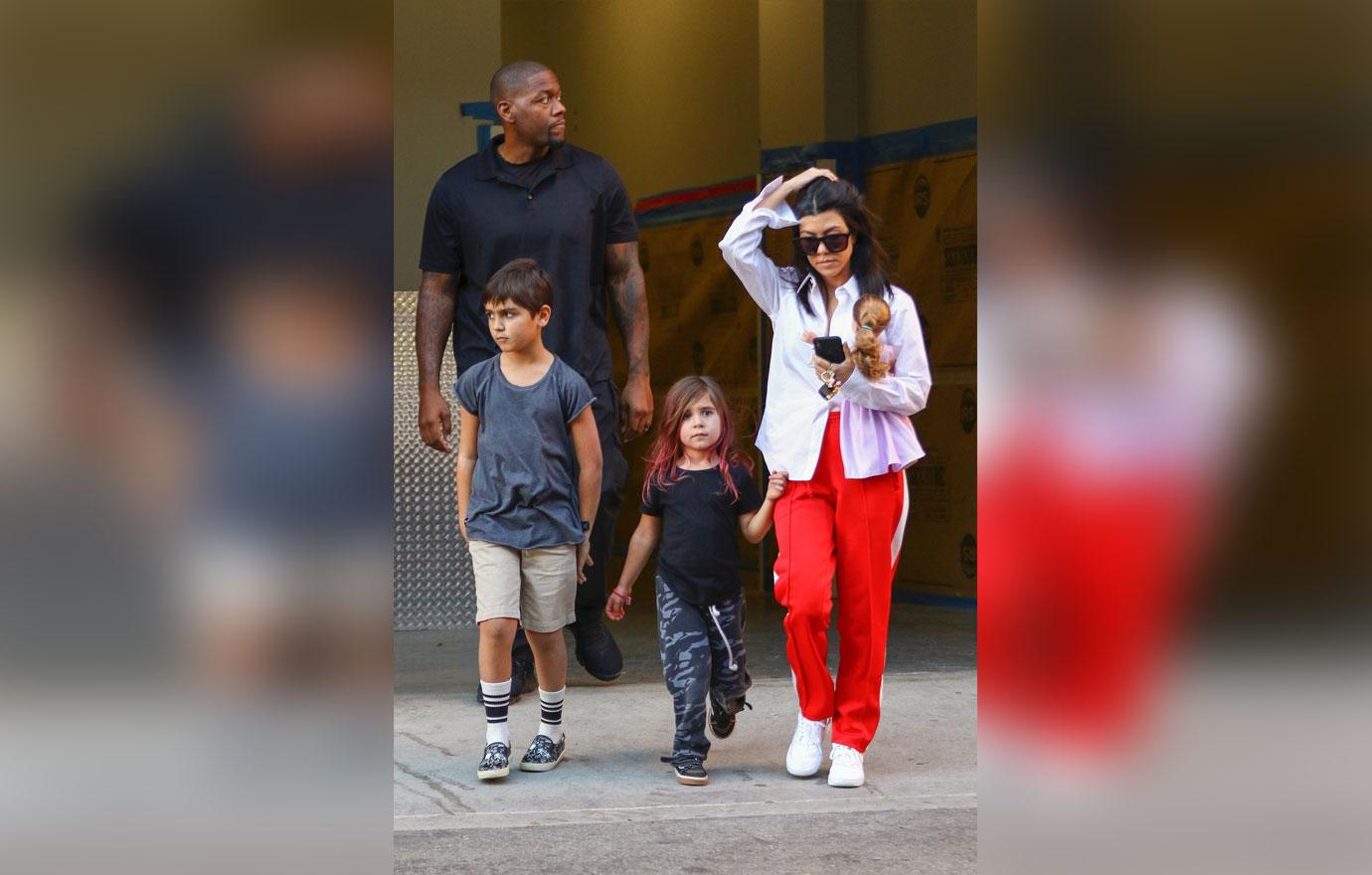 Kourtney Kardashian leaves art class with Mason and Penelope