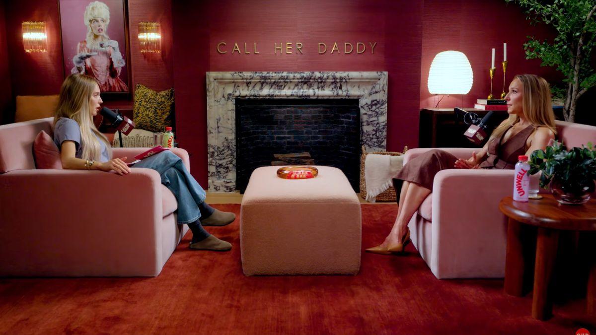 Image of Alex Cooper and Nikki Glaser comedically bonded about 'hating men.' 