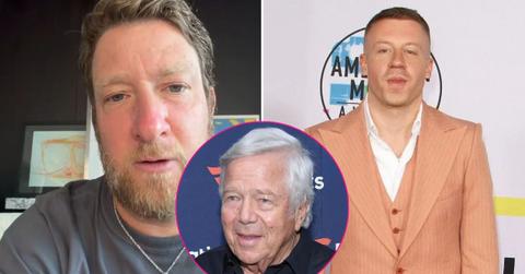 Split photo of Dave Portnoy & Macklemore & Robert Kraft