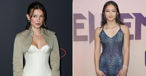 Split photo of Millie Bobby Brown and Kaylee Hottle