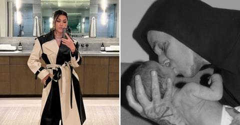 kourtney kardashian highchair family dining table son rocky photo