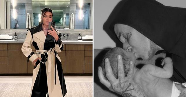 kourtney kardashian highchair family dining table son rocky photo