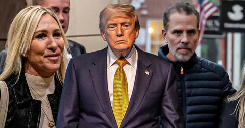 Composite photo of Marjorie Taylor Greene, Donald Trump, Hunter Biden.