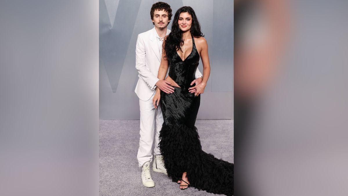 Photo of Timothée Chalamet and Kylie Jenner.