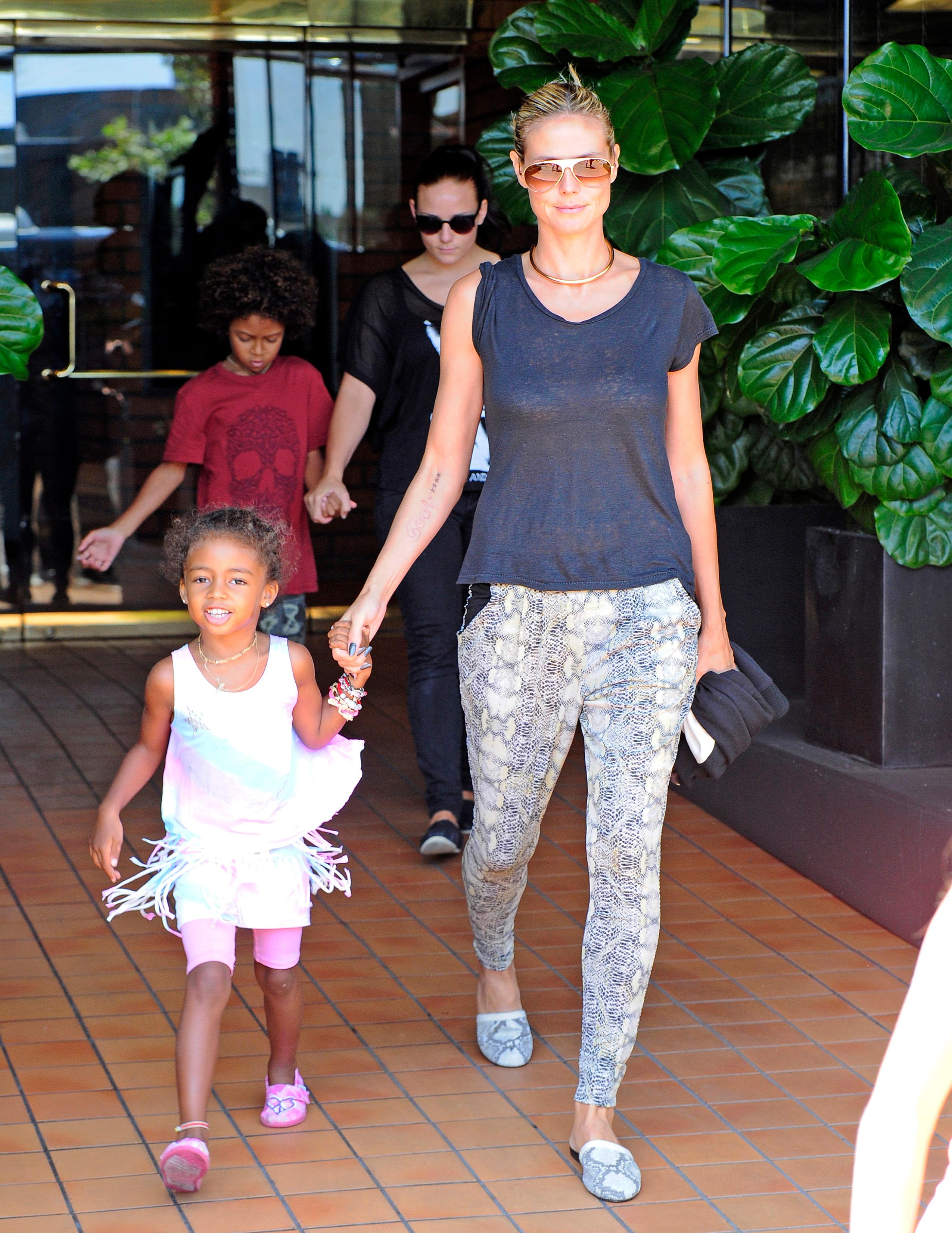 Heidi Klum and family out in Brentwood, CA