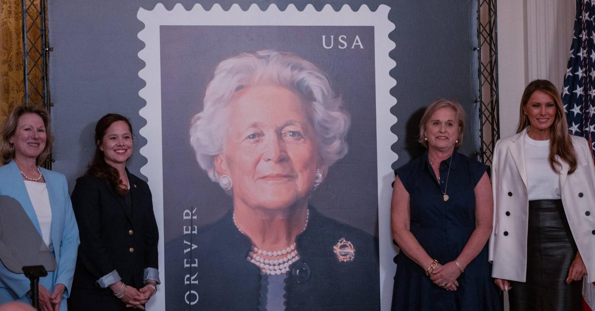 george w bush absent melania trump stamp ceremony mother barbara