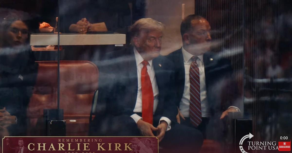 image of The president appeared to fall asleep at Charlie Kirk's funeral and memorial service.