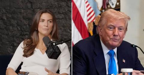 image split of kaitlan collins and Donald trump