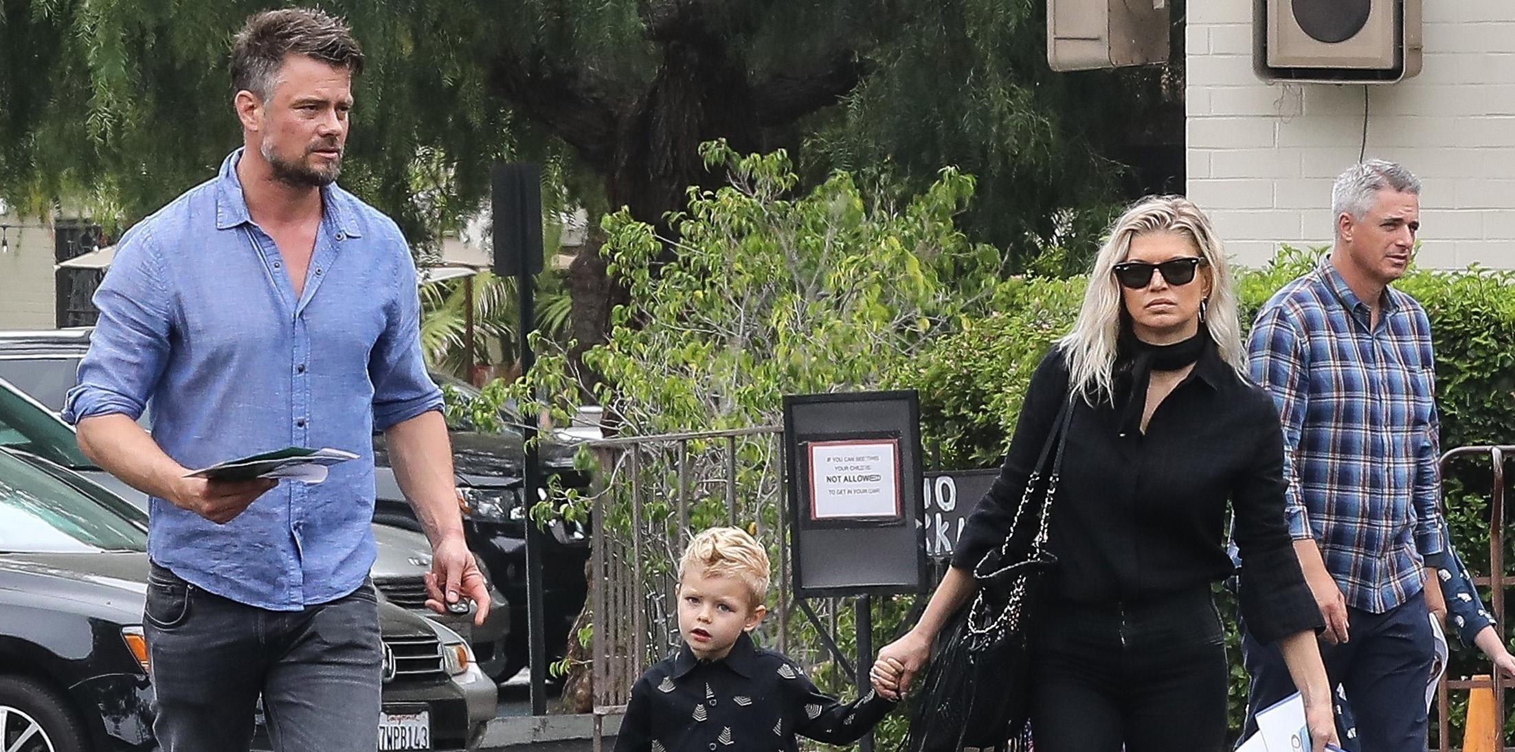 *EXCLUSIVE* Fergie and Josh Duhamel head to church with their son Axl