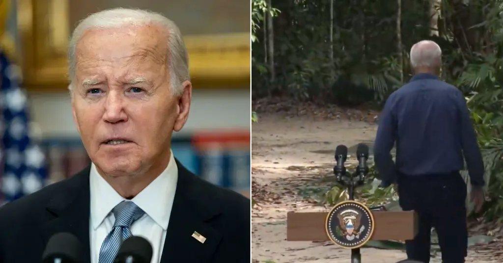 Photo of Joe Biden and an image of him in the Amazon Rainforest