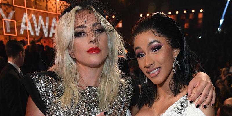 Lady Gaga and Cardi B at the Grammy Awards.