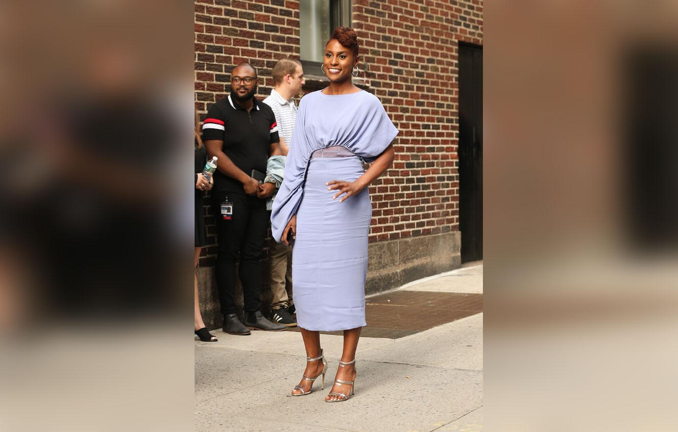 Issa Rae seen arriving at the Stephen Colbert Show in NYC